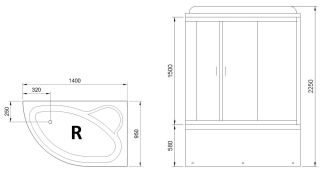 Душевой бокс Royal Bath ALP правый стекло матовое 140x95см RB140ALP-C-R
